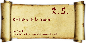 Kriska Sándor névjegykártya