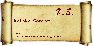 Kriska Sándor névjegykártya